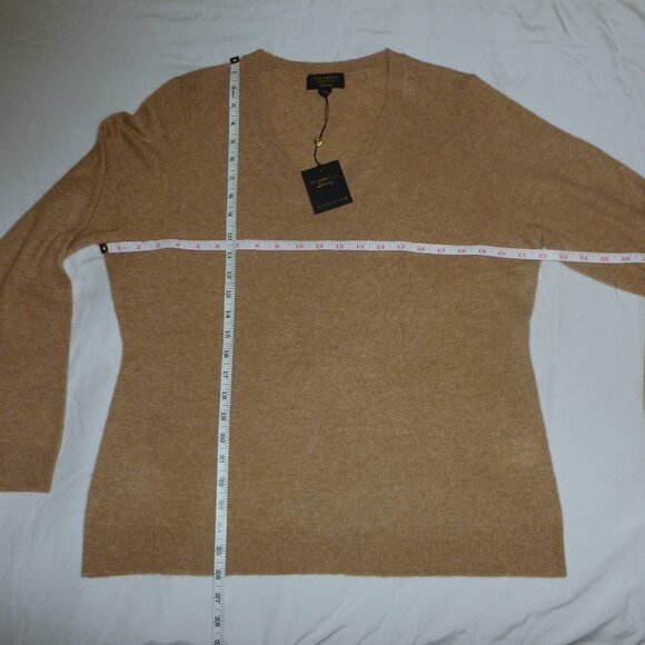 Charter Club Cashmere Long Sleeve V-Neck Sweater XL Warm Praline Heather NWT Tan - Picture 4 of 11